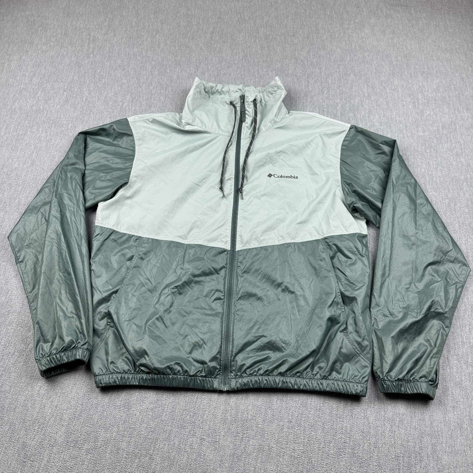 Columbia Jacket Womens Medium Green Morning View Collared Windbreaker Outdoors